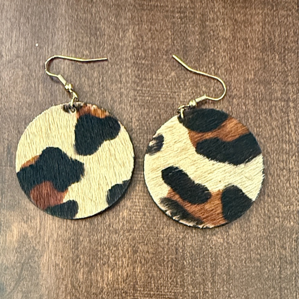 Chico's Leopard Print Earrings - Gold and Brown